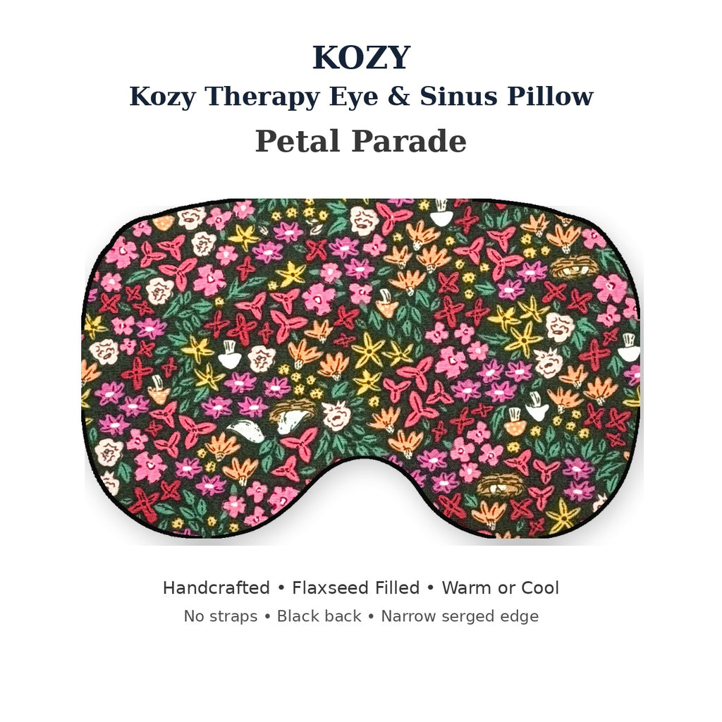 Petal Parade KOZY eye pillow, contoured front view