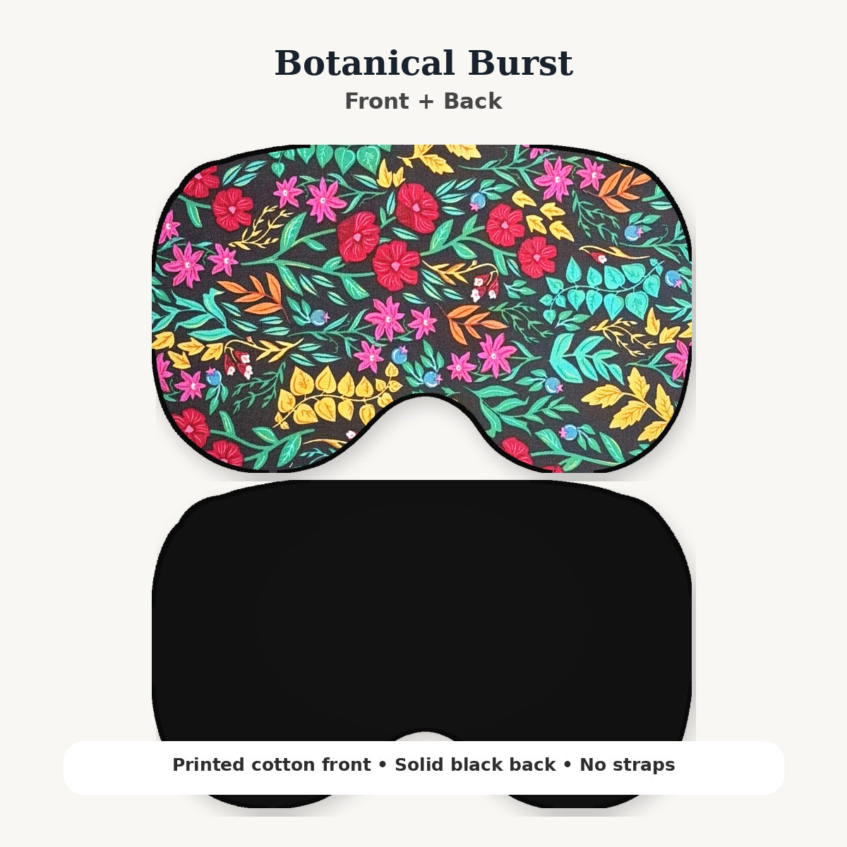 KOZY Kozy Therapy Eye & Sinus Pillow in Botanical Burst – corrected contoured front and black back