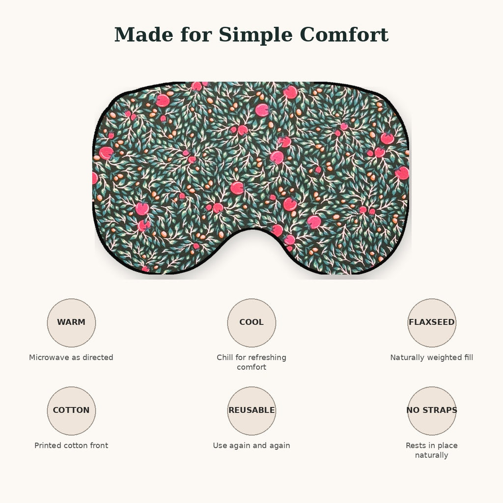 KOZY Kozy Therapy Eye & Sinus Pillow in Berry Bramble – warm cool flaxseed cotton reusable no-straps features
