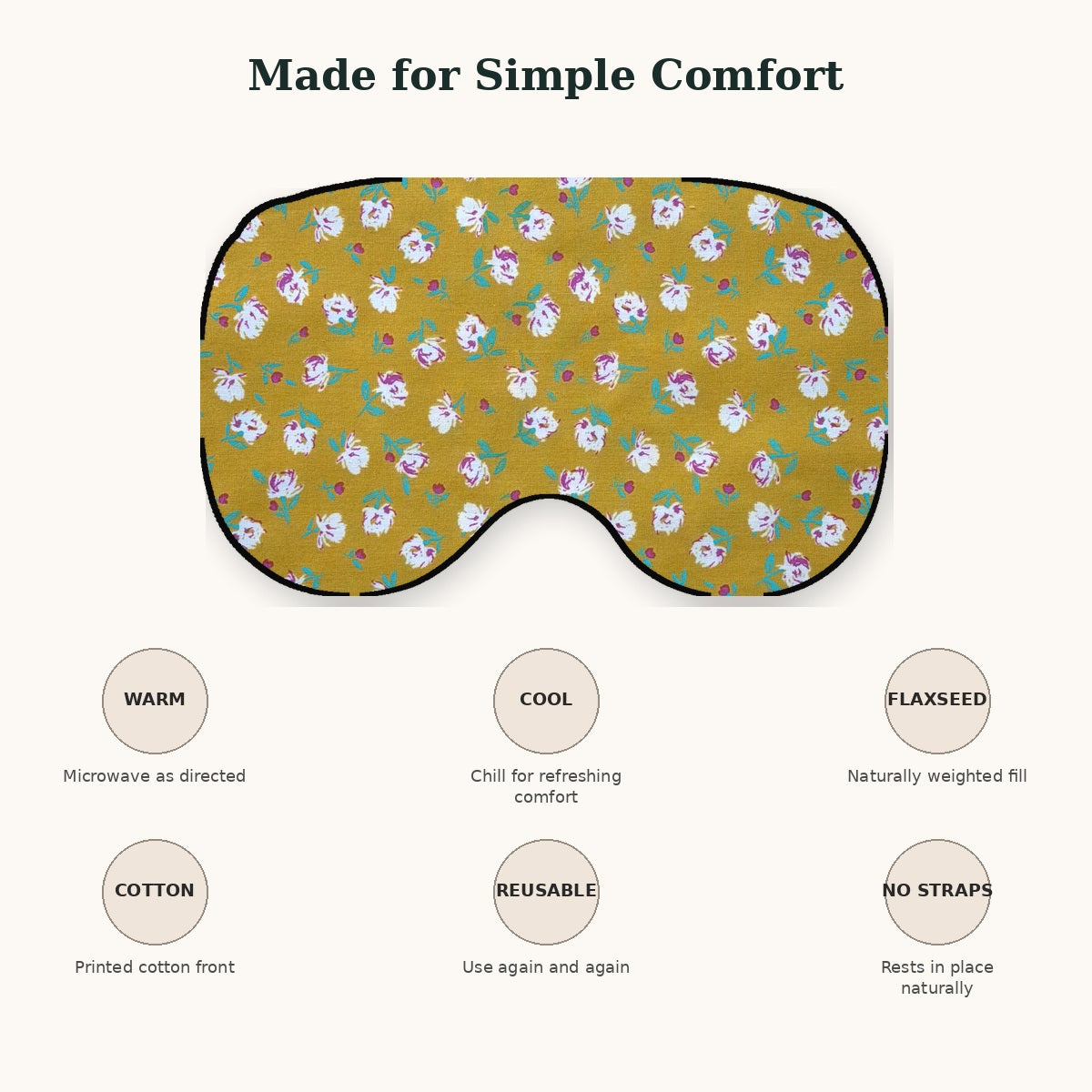 KOZY Kozy Therapy Eye & Sinus Pillow in Golden Garden – warm cool flaxseed cotton reusable no-straps features