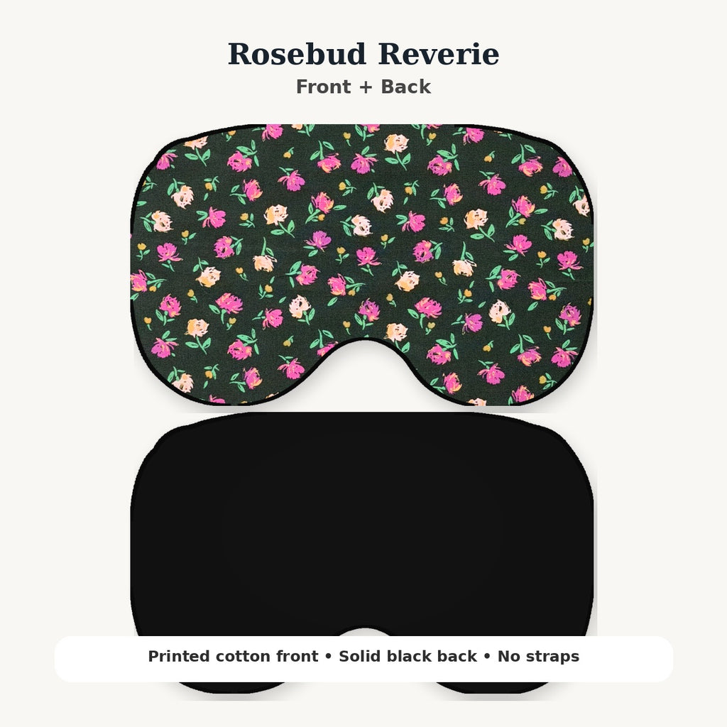 KOZY Kozy Therapy Eye & Sinus Pillow in Rosebud Reverie – corrected contoured front and black back