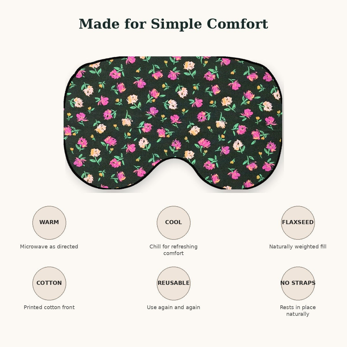 KOZY Kozy Therapy Eye & Sinus Pillow in Rosebud Reverie – warm cool flaxseed cotton reusable no-straps features